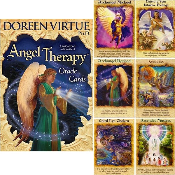 Angel Therapy Carti Oracol DOREEN VIRTUE TERAPIE cu INGERI, AURII-ORIGINAL+carte