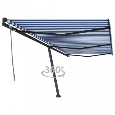 vidaXL Copertină autonomă retractabilă manual albastru/alb 600x350 cm foto