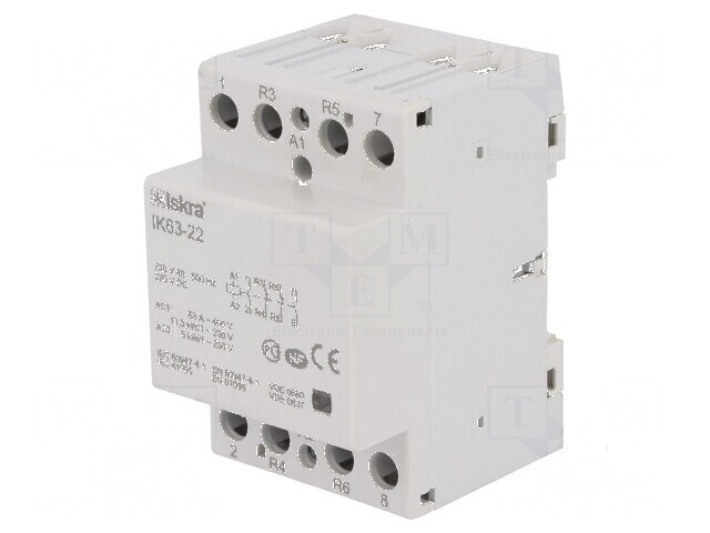 Contactor cu 4 poli pentru instalații de 63A 230VAC, 220VDC