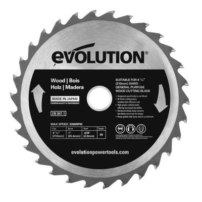 Disc pentru fierastrau circular, taiere lemn Evolution GW210TCT-30, O210x25.4 mm, 30 dinti foto