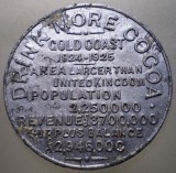 F.498 JETON UK MAREA BRITANIE ANGLIA DRINK MORE COCOA GOLD COAST 1924-1925