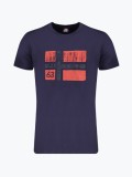 Cumpara ieftin Tricou barbati cu decolteu la baza gatului si imprimeu cu logo, Bleumarin, M