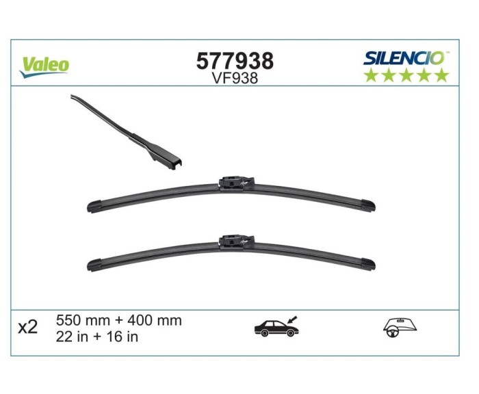 Set 2 buc. stergatoare parbriz Silencio DACIA DOKKER, 07.2015-; LODGY, 12.2015-, RENAULT EXPRESS, 05.2021-, 550+400 mm,