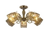 Candelabru Vintage Cu 5 Brate, Finisaj Bronz Antic, 3 X E27, &Oslash;640 &times; H300 Mm