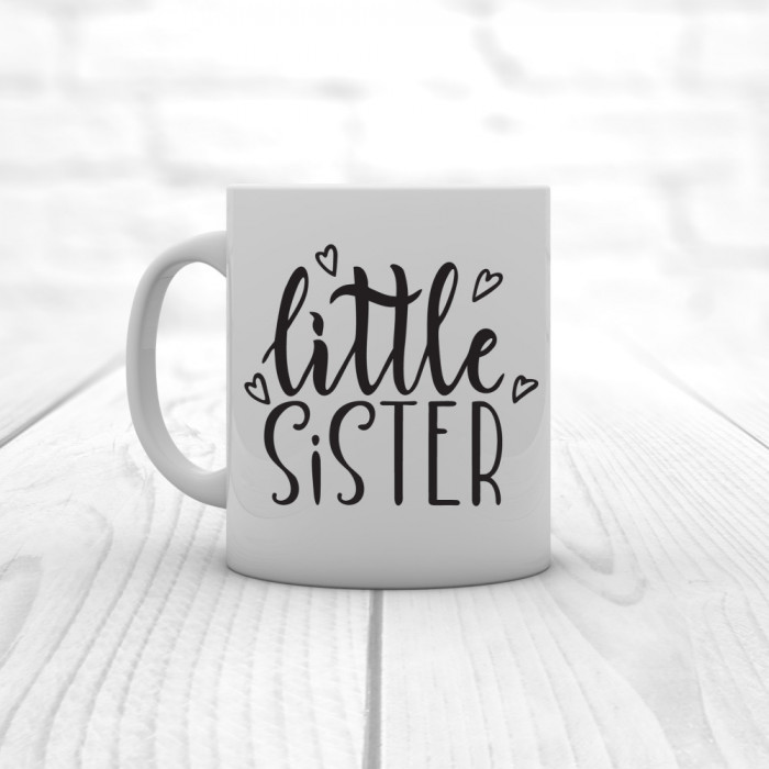 Cană personalizată &rdquo;little SISTER&rdquo; Albastru-toarta-inima