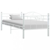 vidaXL Cadru pat de zi, alb, 90 x 200 cm, metal
