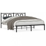 Cumpara ieftin Gossi cadru de pat metalic cu tablie, negru, 150x200 cm