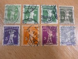 Lot 8 Timbre Vechi Elvetia Clasica - Fiul Lui Wilhelm Tell 1909-1921, Supraimprimat -A94, Stampilat
