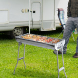 Cumpara ieftin Outsunny Gratar Barbecue Portabil si Pliabil in Otel Inox, 73x33x71cm