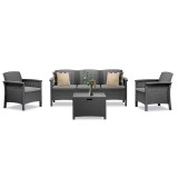 Set mobilier de gradina Leziter Venus II, 5 locuri, grafit, efect ratan