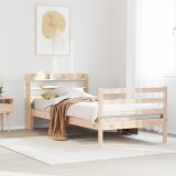 Cumpara ieftin Cadru de pat cu tăblie, 90x190 cm, lemn masiv pin