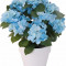 Hortensie Artificiala decorativa, culoare Albastra cu frunze Verzi in ghiveci Alb, de interior sau exterior, rezistente la Umiditate, D floare 37 cm,