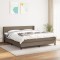 vidaXL Pat continental cu saltea, gri taupe, 180x200 cm, textil 3129573