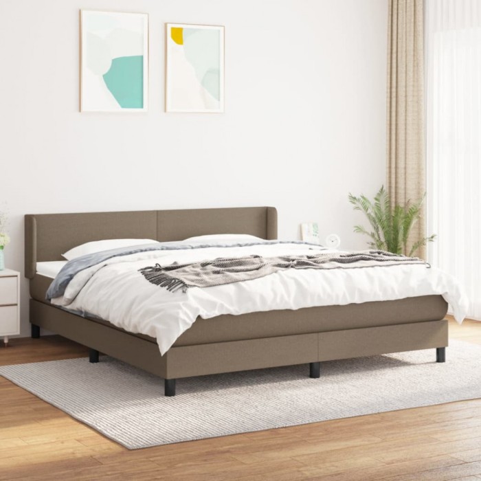 vidaXL Pat continental cu saltea, gri taupe, 180x200 cm, textil 3129573