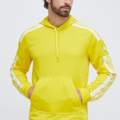 adidas Performance bluză trening Squadra 21 culoarea galben, cu glugă, cu imprimeu GP6438