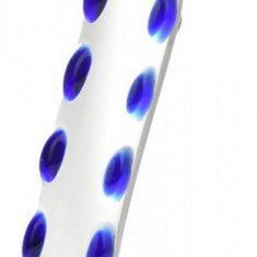 Dildo Sticla Ribbed Clear/Albastru 22.5 cm Mokko Toys