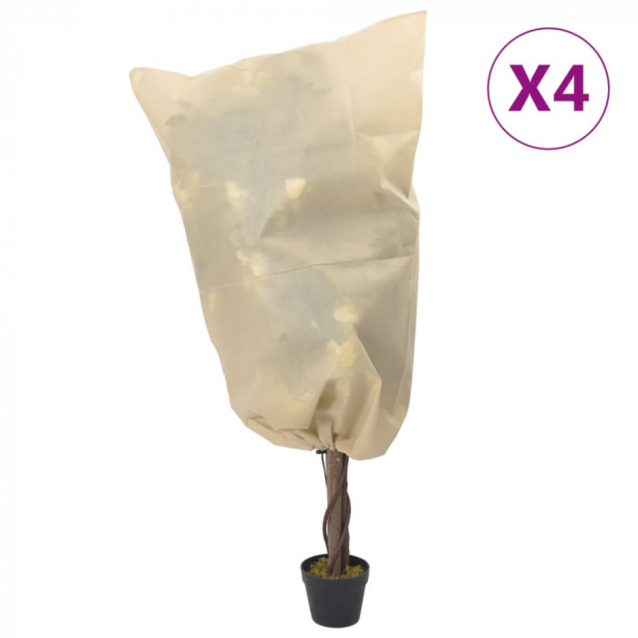 Huse de fleece pentru plante cu șnur 4 buc 70 g/m&sup2; 0,8x0,8 m
