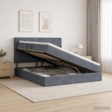 Cumpara ieftin Pat cu LED si saltea Gri inchis 180 x 200 cm Catifea