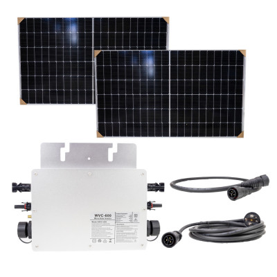 Kit solar fotovoltaic PNI Green House M600 cu microinvertor si 2 panouri solare de 375W foto