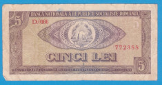 (1) BANCNOTA ROMANIA - 5 LEI 1966, REPUBLICA SOCIALISTA ROMANIA foto