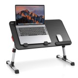 Cumpara ieftin Masa laptop pliabila SAIJI, reglabila 5 inaltimi 9.4"-12.6", 4 unghiuri 0-36&deg;, suport incheietura, 52x30 cm, negru