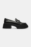 Coach mocasini de piele Leah Platform Leather Loafer culoarea negru, cu platformă, CZ382