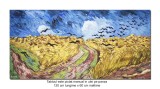 Cumpara ieftin Tablou celebru pictat manual, Lan de grau cu corbi, 120x60cm ulei pe panza, reproducere Vincent van Gogh