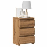 Gossi noptiere, 2 buc., stejar artizanal 40x35x62,5 cm lemn prelucrat