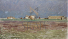 Tablou OTTO BRIESE &amp;quot;Peisaj la Burgas&amp;quot; ulei pe carton, 33 x 54 cm datat 1936, semnat dreapta jos Briese - OTTO BRIESE foto