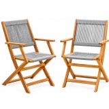 Set 2 scaune pliabile de gradina Sydney,cadru din lemn de salcam si sezut cu spatar din franghie paracord pentru confort si ventilatie,depozitare co