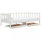 Cumpara ieftin Pat de zi cu sertare, alb, 90x200 cm, lemn masiv de pin