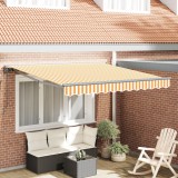VidaXL Cortina Retractabilă Manual Galben și alb 300x250 cm țesătură