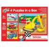 Set 4 Puzzle Galt Vehicule, 4-12 Piese, Copii 3+, Avion, Tractor, Excavator, Masina de Curse, Joc Educativ