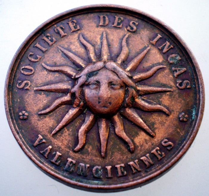 5.443 MEDALIE SOCIETE DE INCAS VALENCIENNES 40e ANNIVERSAIRE 1866