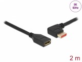 Cablu prelungitor Displayport 8K60Hz/4K240Hz HDR unghi stanga/drept T-M 2m, Delock 87075