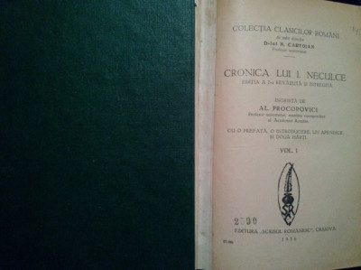 N. Cartojan - Cronica lui I. Neculce, 2 vol. (1936) foto