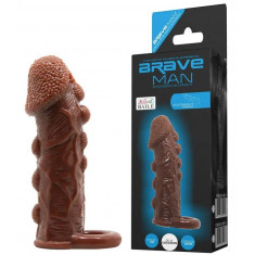 Prelungitor Penis Brave Man Extra Stimulator, Maro Inchis, 14 cm