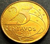 Moneda 25 CENTAVOS - BRAZILIA, anul 2011 * cod 4875