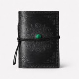 Agenda mica din piele naturala decorata cu piatra - Negru