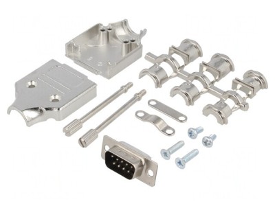 Conector D-Sub 9 Pin Mufă Tată Dreaptă Neagră pentru Cablu foto