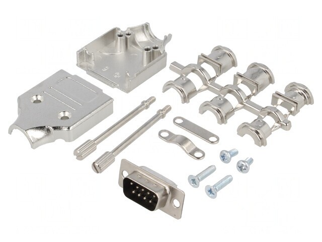 Conector D-Sub 9 Pin Mufă Tată Dreaptă Neagră pentru Cablu