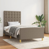 VidaXL Cadru de pat cu tăblie, gri taupe, 90x200 cm, textil