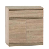 Cumpara ieftin Comoda cu 2 usi si 1 sertar din mdf maro stejar sonoma Hany 90x49x95 cm