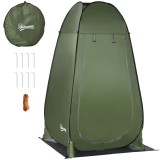 Outsunny Cort de Duș pentru Camping cu Ușă cu Fermoar, Geantă de Transport și Buzunar, 126x124x189 cm, Verde &Icirc;nchis | Aosom Romania