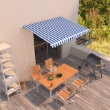 VidaXL Copertină retractabilă automat, albastru și alb, 300x250 cm
