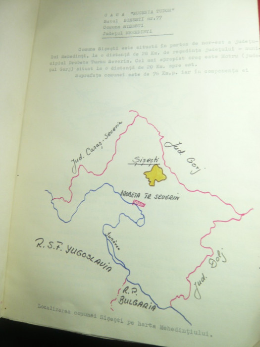 Monografie - Casa Eugenia Tudor - Satul Sisesti 77 judet Mehedinti , 8 pag.+3fot