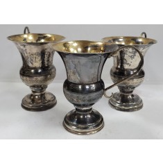 3 cescute din argint, aurite la interior, cca. 1900