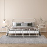 Set 2 Noptiere Gossi Alb &amp; Transparent, Metal si Sticla 45x34.5x62.5 cm