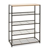Cumpara ieftin Suport Pantofi Ramon 12 Perechi Stejar Modern Cu Cadru Metalic Negru 63x30x83 cm
