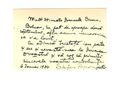 Scrisoare/ carte postala Stefan Popescu (pictor) catre Anastase Simu, 1934 foto